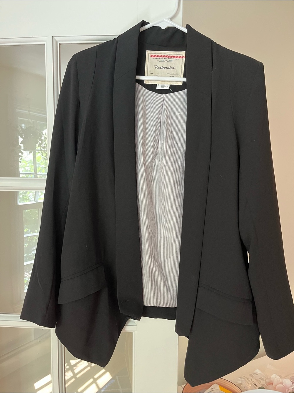 Anthropologie Cartonnier Black Open-Front Draped Blazer